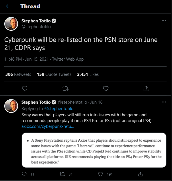 Cyberpunk 2077 Akan Dirilis Ulang ke PlayStation Store Mulai Minggu Depan