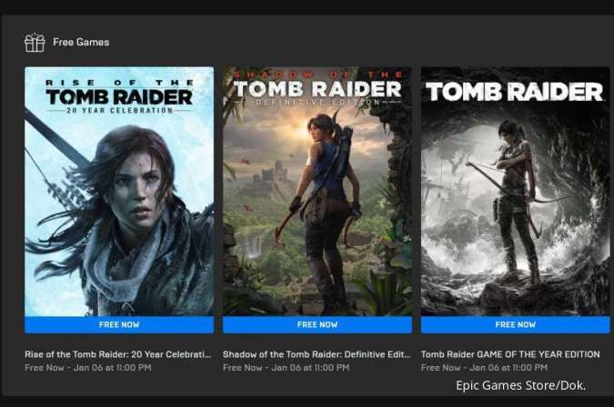 Klaim 3 Game Tomb Raider PC Gratis di Epic Games Store, Buruan Sebelum Waktunya Habis